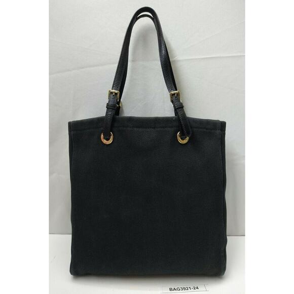 Michael Kors Jet Set Black Canvas Double Handle Tote Shoulder Bag - Picture 3 of 13